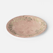 Koperkrans Roze Rose Goud Laurel Bruids Bruiloft Papieren Bordje (Gekanteld)