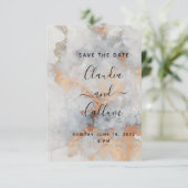 Koperkwadratuur bruiloft bewaart de datum Kaart (Staand voorkant)