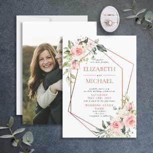 Koperlicht-oranje roze bruiloft kaart