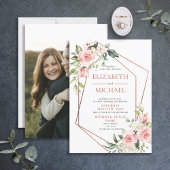 Koperlicht-oranje roze bruiloft kaart