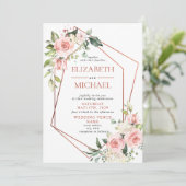 Koperlicht-oranje roze bruiloft kaart (Staand voorkant)