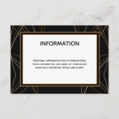 Koperlijnen Zwart Abstract Bruiloft Info Informatiekaartje (Voorkant)