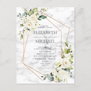 Kopermarmer Geometric Floral Briefkaart Wedding