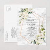 Kopermarmer Geometric Floral Briefkaart Wedding (Voorkant / Achterkant)