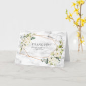 Kopermarmer Geometric White Floral foto bruiloft Kaart (Gele Bloem)