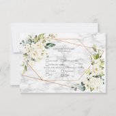 Kopermarmer Geometric White Floral RSVP Kaartje (Achterkant)