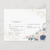 Kopermarmer Geometric White Floral RSVP Uitnodiging Briefkaart (Achterkant)
