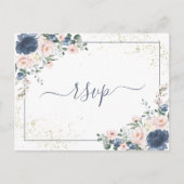 Kopermarmer Geometric White Floral RSVP Uitnodiging Briefkaart (Voorkant)