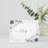 Kopermarmer Geometric White Floral RSVP Uitnodiging Briefkaart (Staand voorkant)
