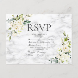 Kopermarmer Geometric White Floral RSVP Uitnodiging Briefkaart