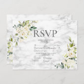Kopermarmer Geometric White Floral RSVP Uitnodiging Briefkaart (Voorkant / Achterkant)