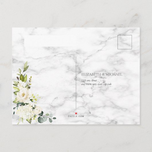 Kopermarmer Geometric White Floral RSVP Uitnodiging Briefkaart (Achterkant)