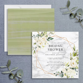 Kopermarmer Geometric White Floral Square Shower Kaart