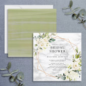 Kopermarmer Geometric White Floral Square Shower Kaart