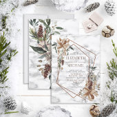 Kopermarmer Geometric Winter Greenery Wedding Kaart