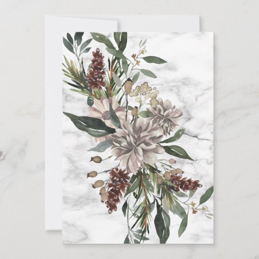 Kopermarmer Geometric Winter Greenery Wedding Kaart (Achterkant)