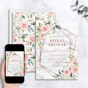 Kopermarmer Geometrische roze Vrijgezellenfeest Kaart