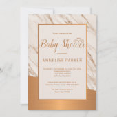 Kopermarmer trendy glam elegant baby shower kaart (Voorkant)