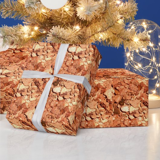 Kopermetalen chips cadeaupapier (Feestdagen)