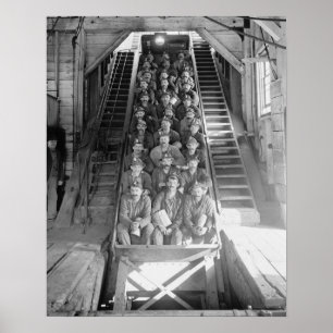 Kopermijnwerkers, 1906. Oude foto Poster
