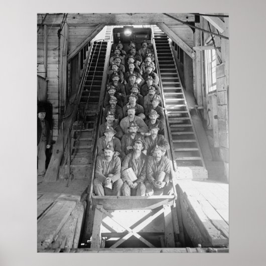 Kopermijnwerkers, 1906. Oude foto Poster (Voorkant)