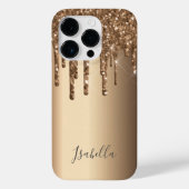 Kopermonogram Bronze glitter drip Case-Mate iPhone Case (Achterkant)
