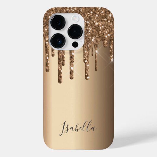 Kopermonogram Bronze glitter drip Case-Mate iPhone Case (Achterkant)