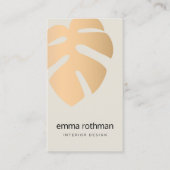 Kopermonstera Tropisch Leaf Logo Binnenontwerp Visitekaartje (Voorkant)