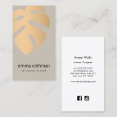 Kopermonstera Tropisch Leaf Logo Binnenontwerp Visitekaartje (Voorkant / Achterkant)