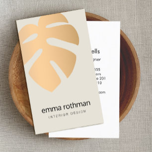 Kopermonstera Tropisch Leaf Logo Binnenontwerp Visitekaartje