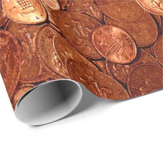Kopermunten omslagpapier cadeaupapier (Rol Hoek)