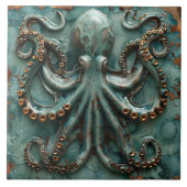 Koperoctopus Blauwgroen Tegeltje (Voorkant)