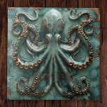 Koperoctopus Blauwgroen Tegeltje<br><div class="desc">Dompel uw ruimte onder in maritieme charme met onze boeiende koperen octopus Blauwgroen keramische Tegel. Deze tegel is gemaakt van ingewikkelde details en heeft een opvallende koperen octopus tegen een achtergrond van serene blauwgroen tinten, die de diepten van de oceaan oproepen. Perfect voor het toevoegen van een vleugje nautische elegantie...</div>