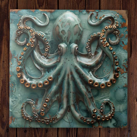 Koperoctopus Blauwgroen Tegeltje