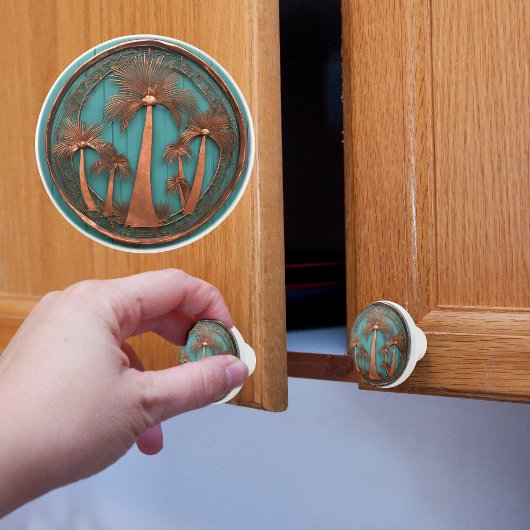 koperpalmbomen keramische knop