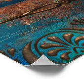 Koperpatina en Turquoise Griekse Metalen Poster (Hoek)