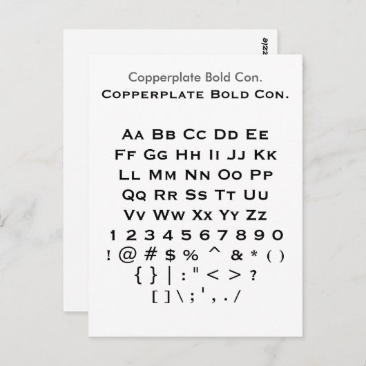 Koperplaat Vet Kon. - Datablad Zazzle Font Sampler Briefkaart (Voorkant / Achterkant)