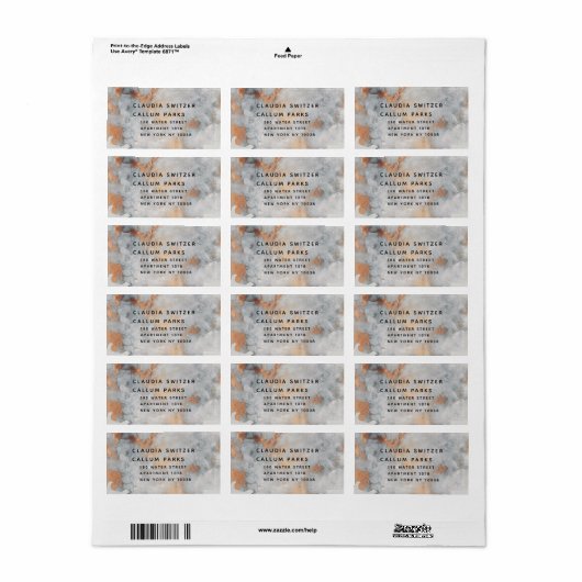 Koperquarry Wedding RSVP Return Envelope Label (Full Sheet)