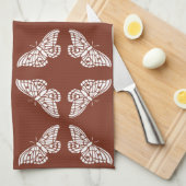 Koperrode zest Kunst en gekraakte vlinders Theedoek (Quarter Fold)
