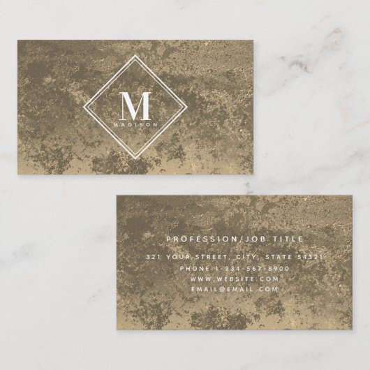 Koperroest metallic textuur monogram Initiaal Visitekaartje (Voorkant / Achterkant)