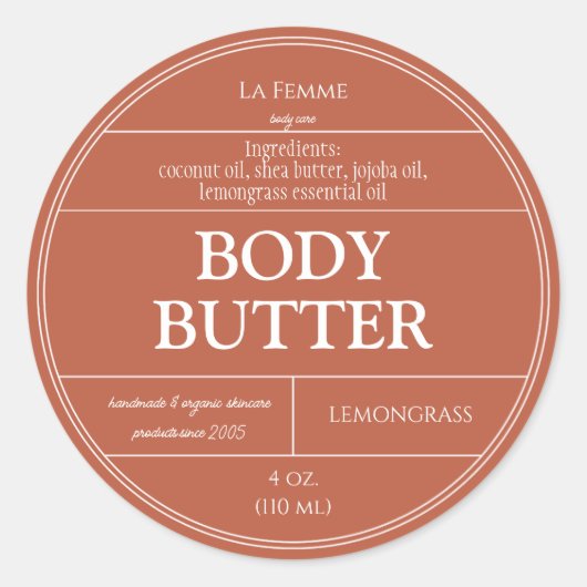 Koperroest & Witte Boho Cosmetica Productlabel Ronde Sticker (Voorkant)