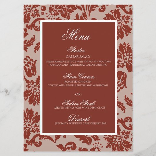 Koperroestdemper voor bruiloft, plat menu (Voorkant)