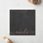 Koperschrift kalligrafie monogram schoolbord notitiekaartje (Voorkant / Achterkant in situ)