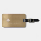 Kopersgeborsteld metaal Ivory Diamond Monogrammed Bagagelabel (Voorkant horizontaal)