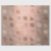Kopersgoudsneeuwvlokpatroon voor roos cadeaupapier (Vlak)
