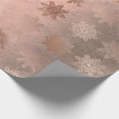 Kopersgoudsneeuwvlokpatroon voor roos cadeaupapier (Hoek)