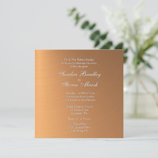 Kopershine Wedding Uitnodiging (Staand voorkant)