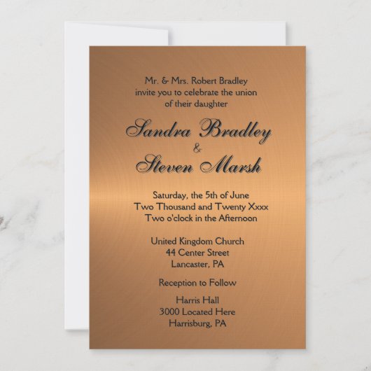 Kopershine Wedding Uitnodiging (Voorkant)