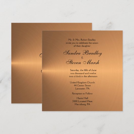 Kopershine Wedding Uitnodiging (Voorkant / Achterkant)