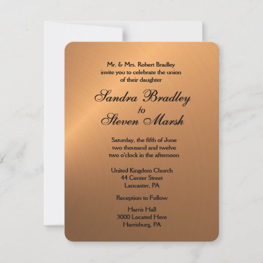 Kopershine Wedding Uitnodiging (Voorkant)